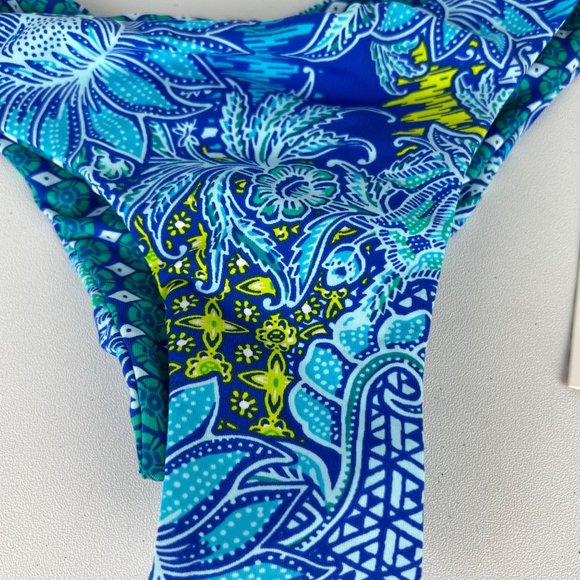 Kikirio Womens Blue Floral Cheeky Bikini Swim Bottom Reversible size Small - Picture 3 of 12